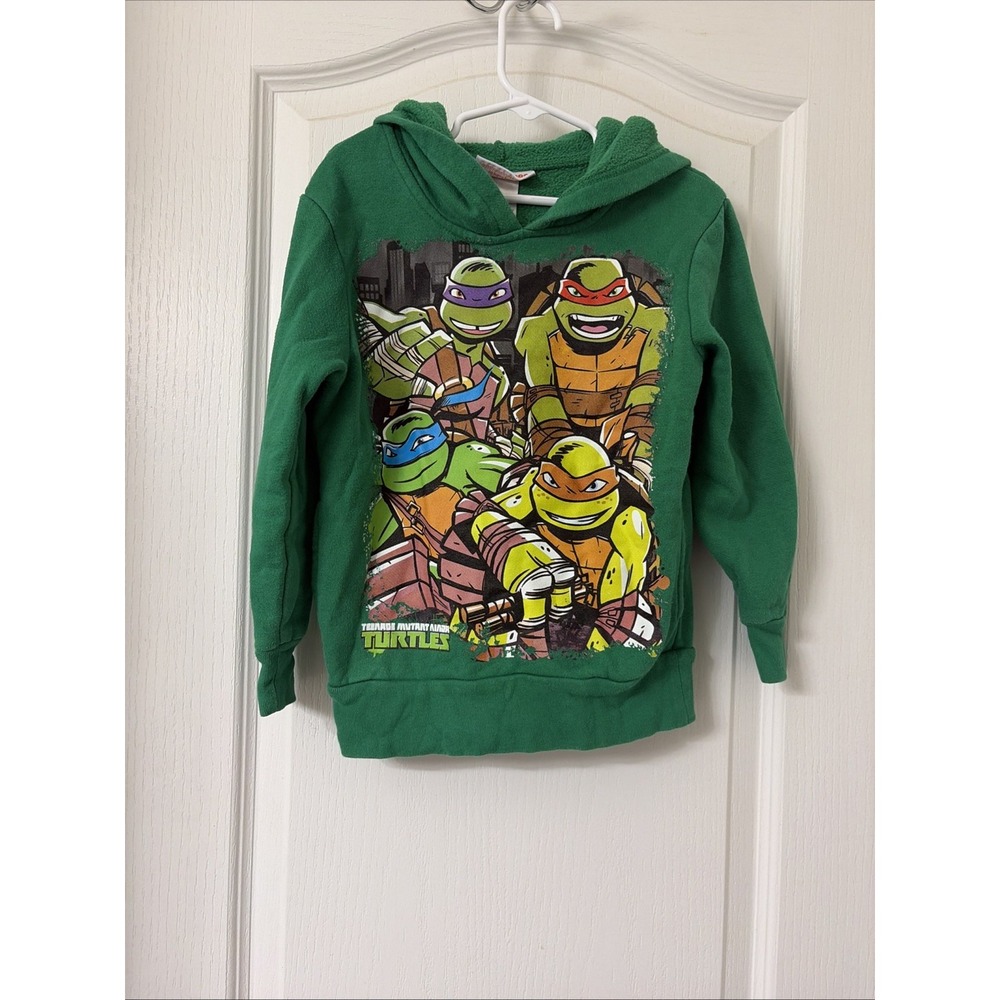 Nickelodeon Boys Hoodie Pullover Teenage Mutant Ninja Turtles Green Size 4-5